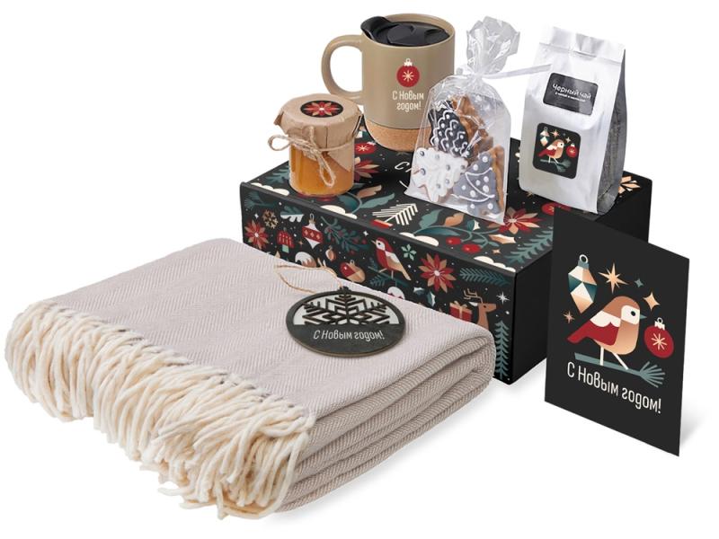 Подарочный набор Re:Nest с пледом, кружкой и вареньем