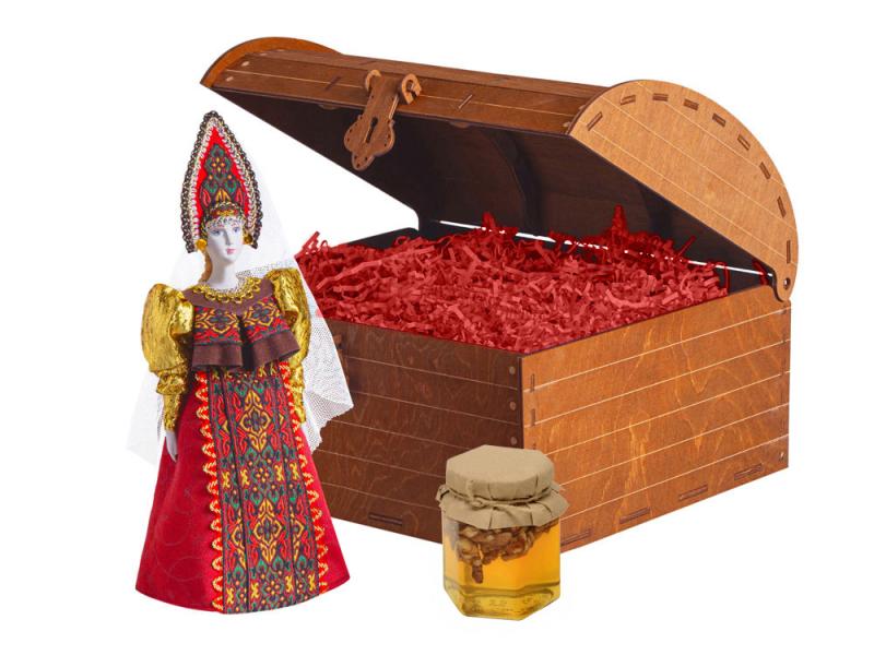 Подарочный набор: кукла фарфоровая, мёд с гецким орехом