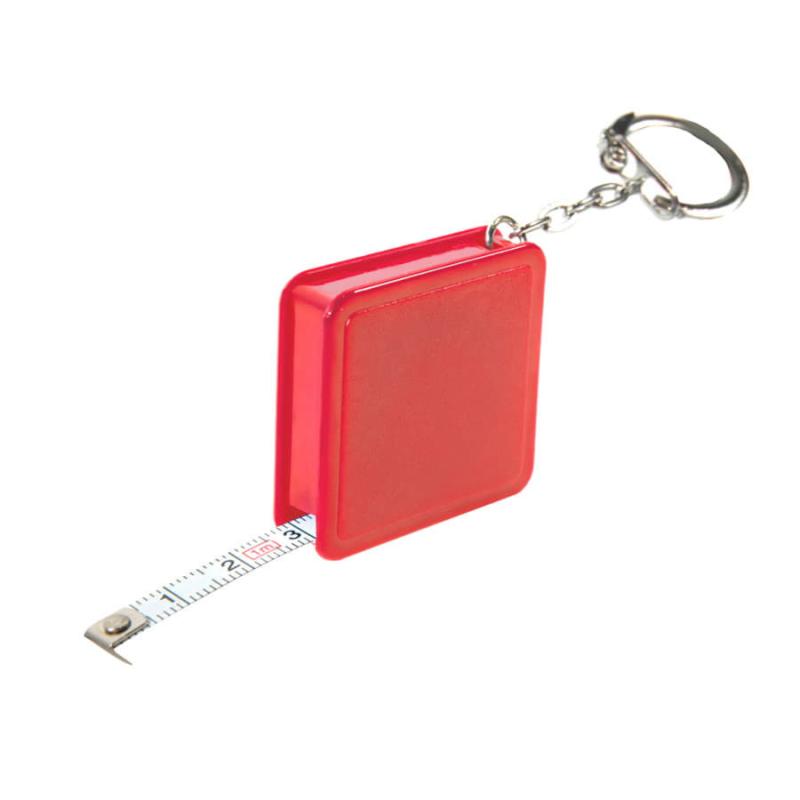 Брелок-рулетка (1 м), белый, 4х4х1 см, пластик