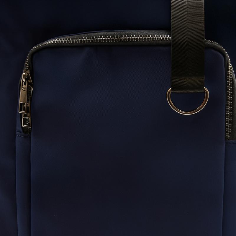 Шоппер Superbag Pocket, с внутренним креплением (карабин) и чехлом для мелочей (темно-синий с черным)