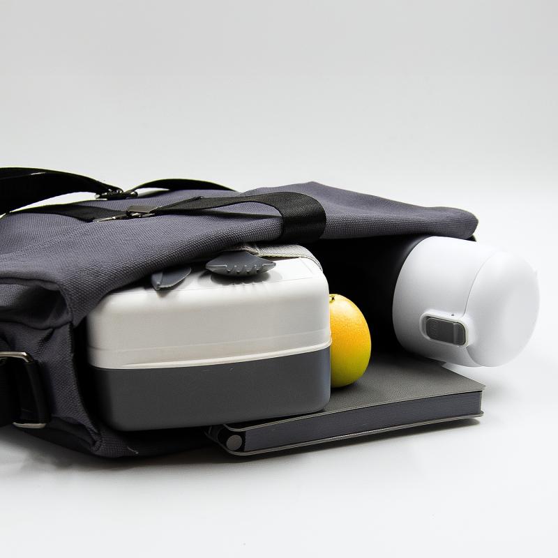 Шоппер Superbag Companion, с тремя отделениями, боковым креплением (карабин) и карманом (серый с черным)