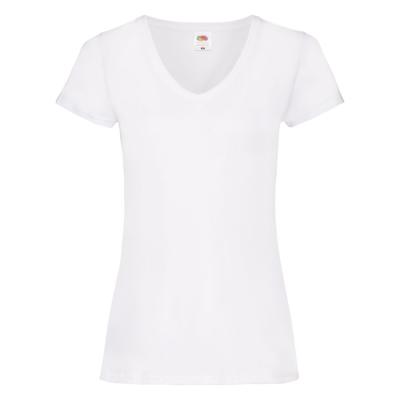 Футболка "Lady-Fit V-Neck T", белый_XS, 95% х/б, 5% эластан, 200 г/м2