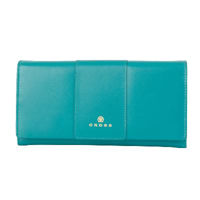 Кошелёк Cross Kelly Wall Turquish, кожа наппа, гладкая, 20 x 11 x 2,5 см