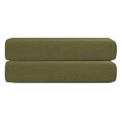 Простыня на резинке из сатина из коллекции meditation, olive, 180х200х30 см