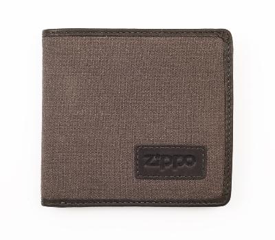 Портмоне ZIPPO, натуральная кожа  холщовая ткань, 11x1,5x10,5 см