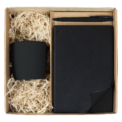 Набор подарочный Solution Prestige Trio ( ежедневник Flexy Latte Soft Touch Black Edition Color, кружка Casa Grande Lupin Soft, ручка Zorro),  с
