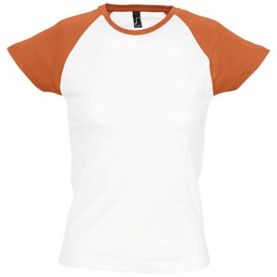 Футболка женская Milky 150 белая с оранжевым, размер L