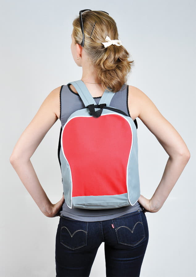 Промо-рюкзак "Fun", серый с красным, 30х38х14 см, полиэстер, шелкография