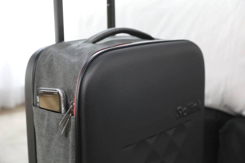 Чемодан складной Rollink Earth 55x40x20 см, 2 колеса, черный/красный