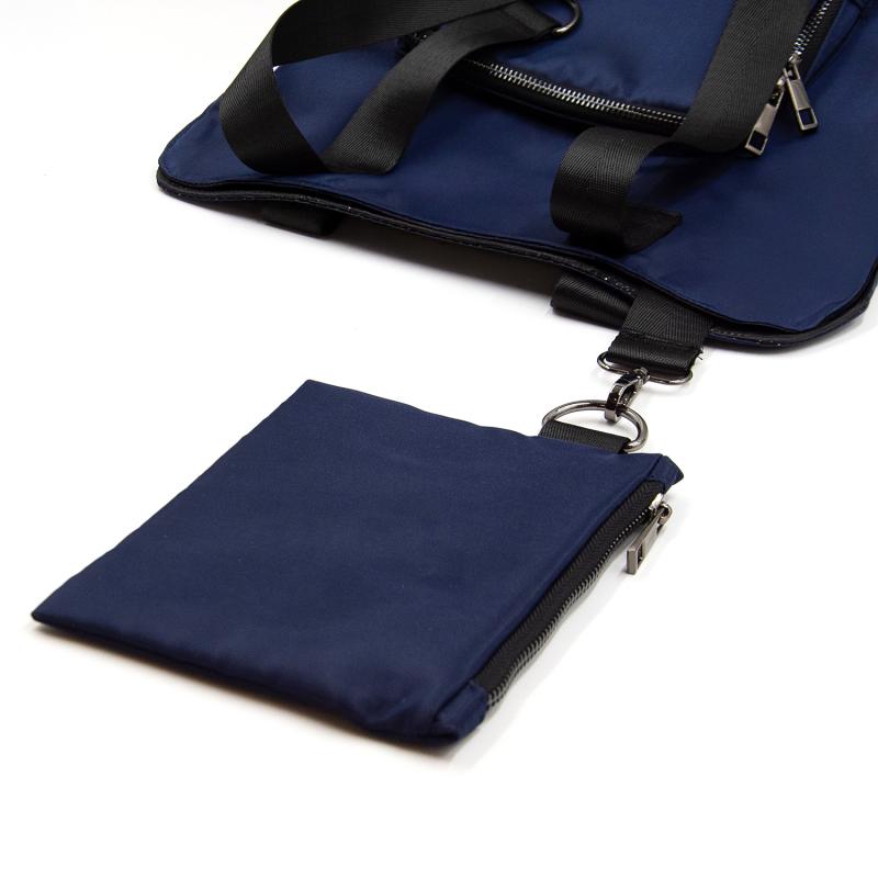 Шоппер Superbag Pocket, с внутренним креплением (карабин) и чехлом для мелочей (темно-синий с черным)