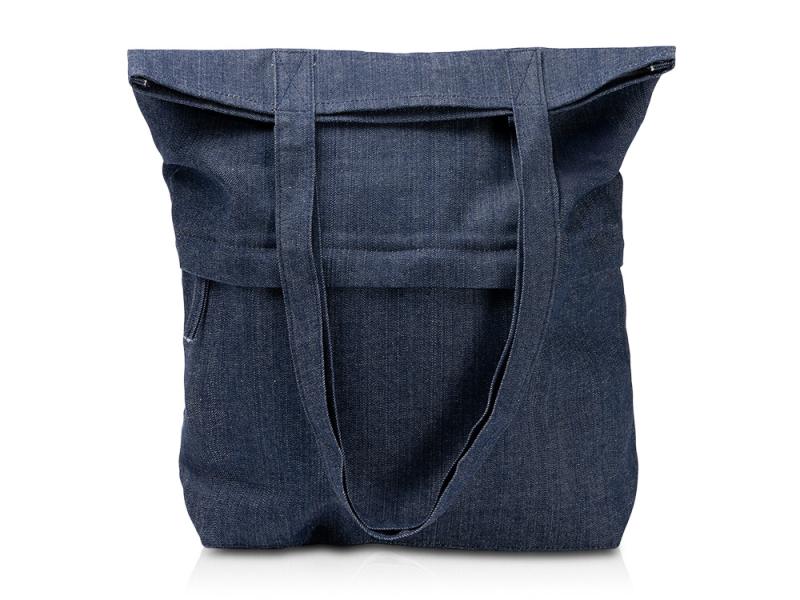 Сумка из переработанной джинсовой ткани Кирк с передним карманом на молнии