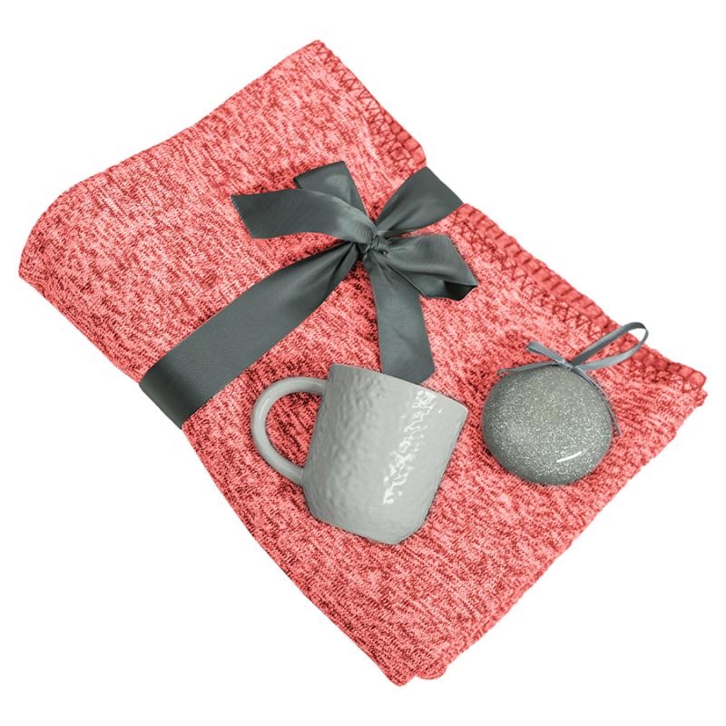 Подарочный набор HOLIDAY: плед, кружка, шар новогодний, коробка, синий