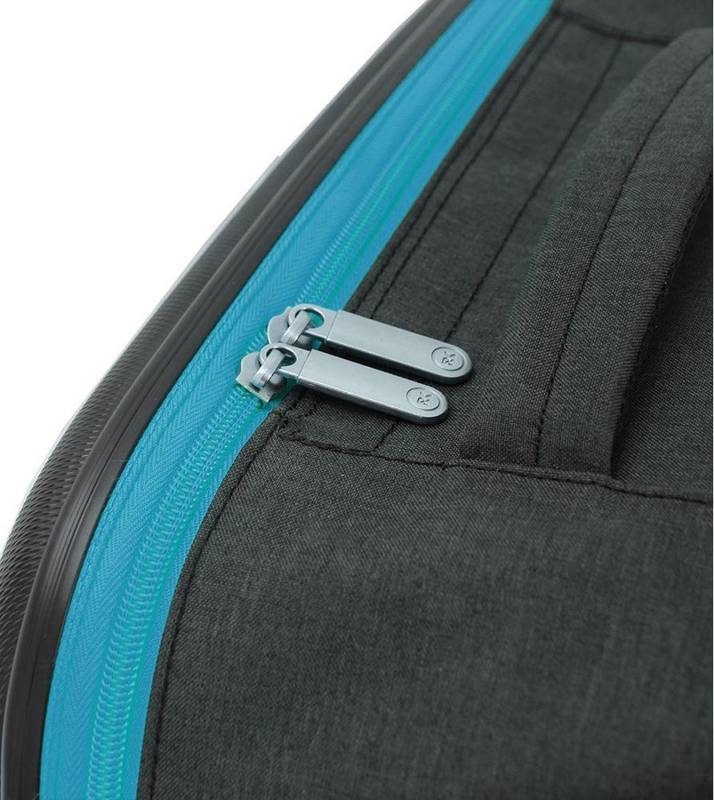 Чемодан складной Rollink Earth 55x40x20 см, 2 колеса, черный/синий