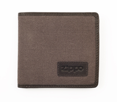 Портмоне ZIPPO, натуральная кожа  холщовая ткань, 11x1,5x10,5 см