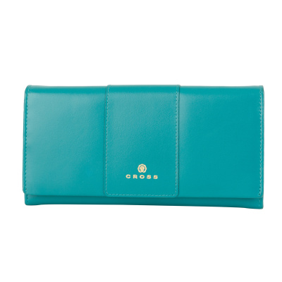 Кошелёк Cross Kelly Wall Turquish, кожа наппа, гладкая, 20 x 11 x 2,5 см