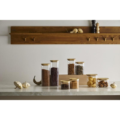 Банка для хранения квадратная glass bamboo, 1,4 л