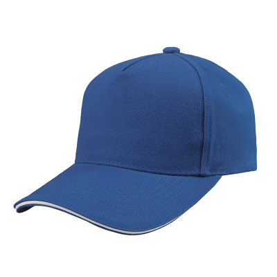 Бейсболка "Cover Sandwich", 5 клиньев, металлическая застежка, беж. + т.синий, 100% хлопок, 370 г/м2