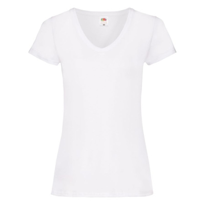 Футболка "Lady-Fit V-Neck T", белый_XS, 95% х/б, 5% эластан, 200 г/м2