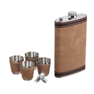Набор SQuire фляга 0,27 л, 4 стопки, воронка, искусственная кожа