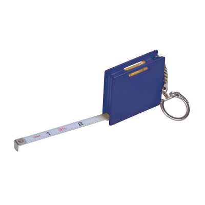 Брелок "Строитель" с рулеткой (1м) и уровнем, белый, 4,3х4,3х1см, пластик