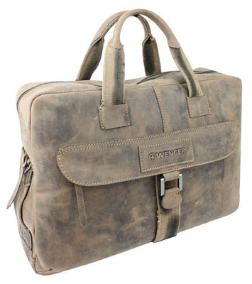 Портфель на молнии WENGER "STONEHIDE", кожа, 55х11x40 см