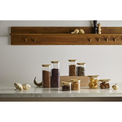 Банка для хранения квадратная glass bamboo, 2,2 л